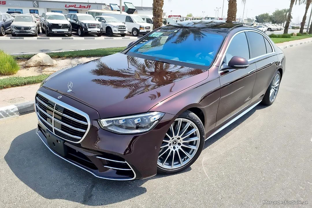 red 2021 Mercedes s400