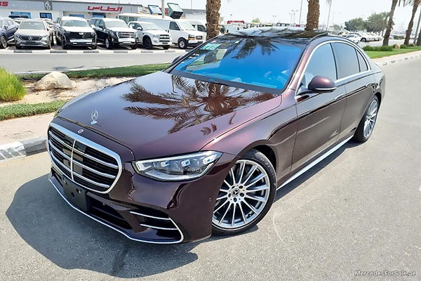 Image of a pre-owned 2021 red Mercedes-Benz S400 car