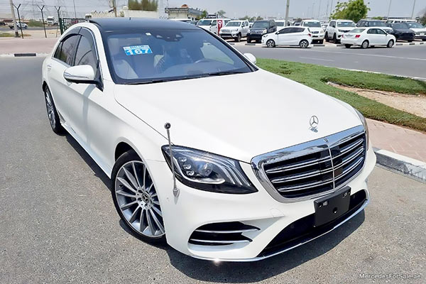Image of a pre-owned 2020 white Mercedes-Benz S450 car