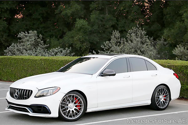 Image of a pre-owned 2019 white Mercedes-Benz C63S car