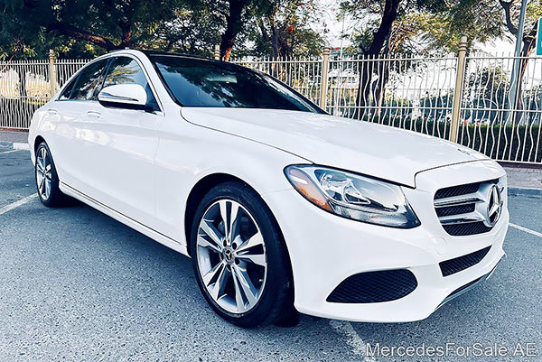 Image of a pre-owned 2017 white Mercedes-Benz C300 car