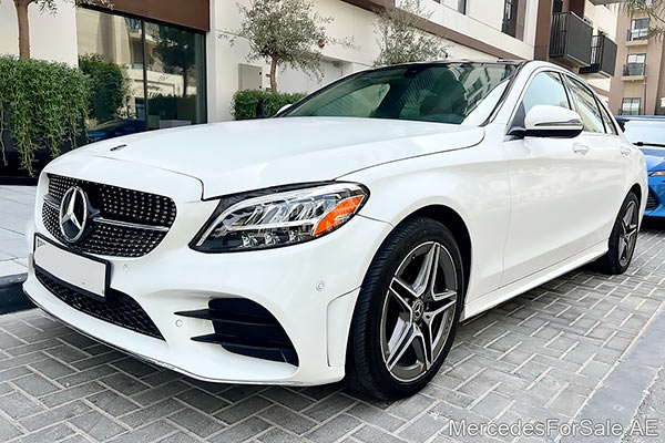 Image of a pre-owned 2021 white Mercedes-Benz C300 car