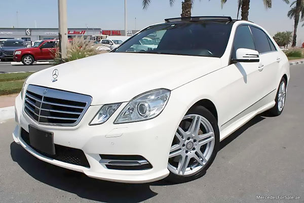 Image of a pre-owned 2013 white Mercedes-Benz E350 car